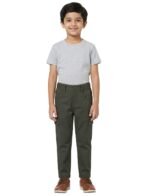 Boys Organic Cotton Woven Elastic Waist Cargo Pants - Olive Green - Image 7