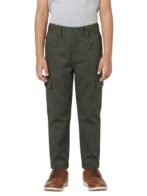Boys Organic Cotton Woven Elastic Waist Cargo Pants - Olive Green