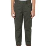 Boys Organic Cotton Woven Elastic Waist Cargo Pants - Olive Green