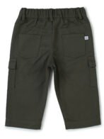 Boys Organic Cotton Woven Elastic Waist Cargo Pants - Olive Green - Image 4