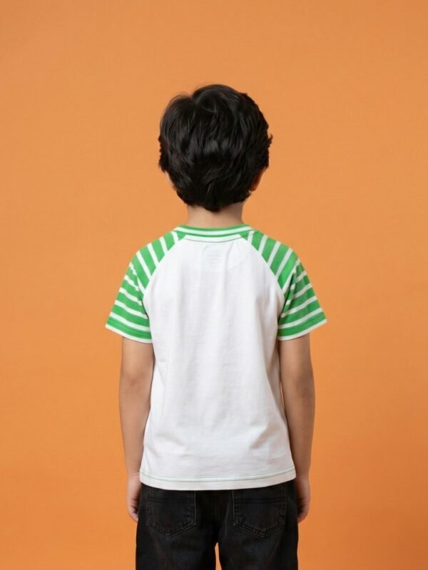 Boys Organic Cotton Single Jersey Short Sleeve Mashroom Print T-Shirt - White - Image 2