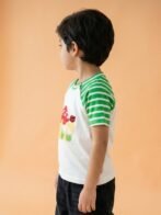 Boys Organic Cotton Single Jersey Short Sleeve Mashroom Print T-Shirt - White - Image 3