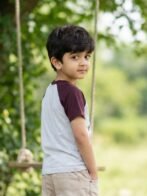 Boys Organic Cotton Single Jersey Short Sleeve Leafs And Bird Chest Print T-Shirt - White - Image 2