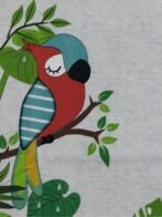 Boys Organic Cotton Single Jersey Short Sleeve Leafs And Bird Chest Print T-Shirt - White - Image 4