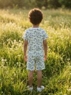 Boys Organic Cotton Single Jersey Short Sleeve Leaf All Over Print T-Shirt & Shorts Set - White - Image 2