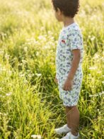 Boys Organic Cotton Single Jersey Short Sleeve Leaf All Over Print T-Shirt & Shorts Set - White - Image 3