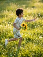 Boys Organic Cotton Single Jersey Short Sleeve Leaf All Over Print T-Shirt & Shorts Set - White - Image 4