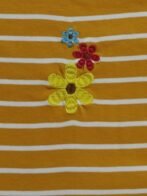 Girls Organic Cotton Interlock Short Sleeve Flowers Applique Top - Yellow - Image 4