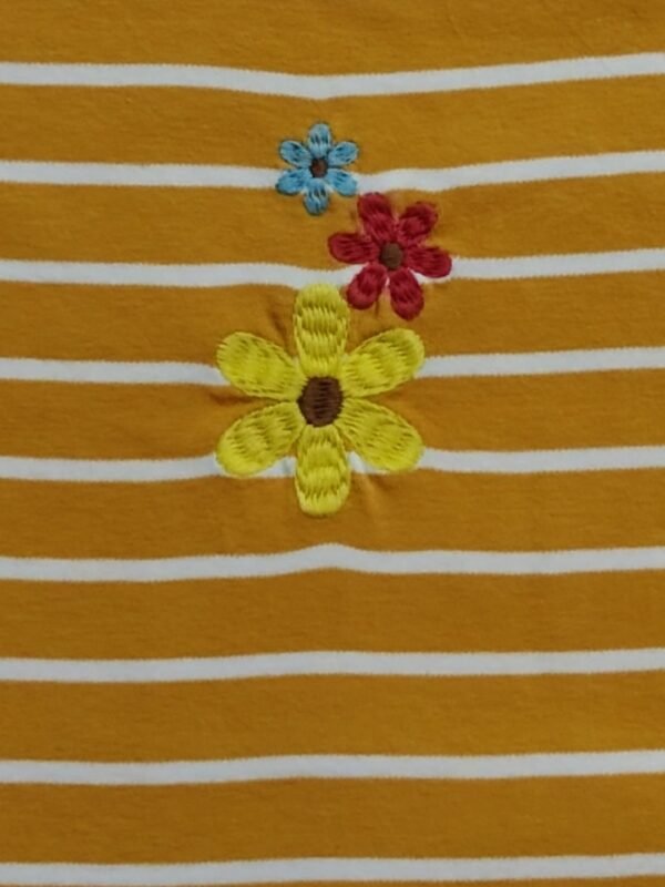 Girls Organic Cotton Interlock Short Sleeve Flowers Applique Top - Yellow - Image 4