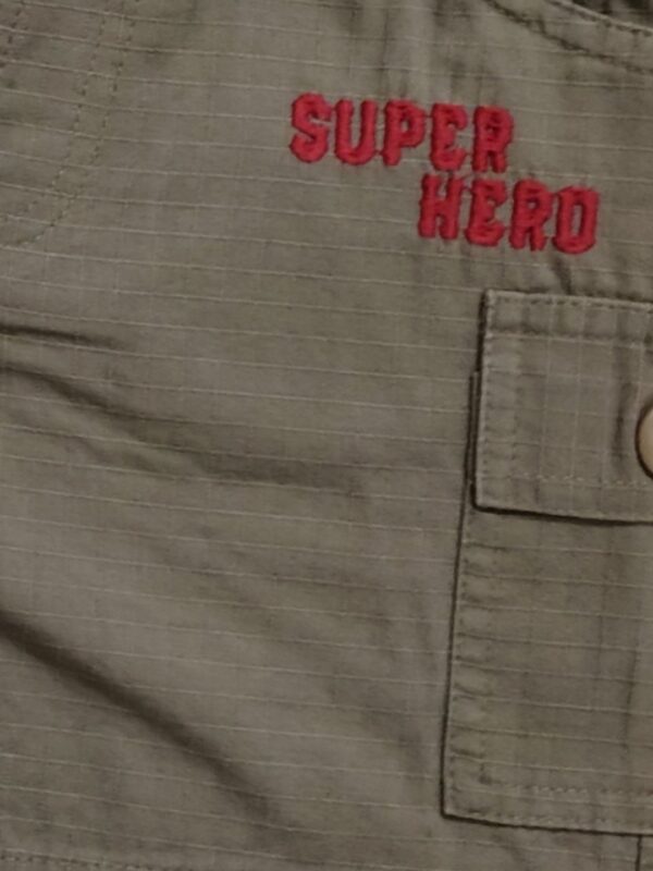 Boys Organic Cotton Ripstop Knee Length Embroidered Shorts - Brown - Image 4