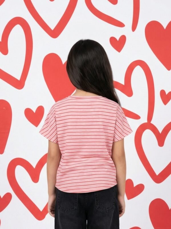 Girls Organic Cotton Interlock Shortsleev Make It Fun Applique Top - Pink - Image 2