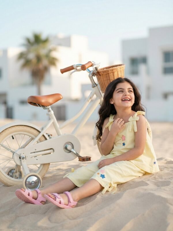 Girls Cambric Sleevless Star & 3 Stars Glitter Print Baby Camisole  & Pant Set - Yellow - Image 4