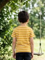 Boys Organic Cotton Interlock ShortSleev Robot Dp Patch & Embroidered T-Shirt - Yellow - Image 2