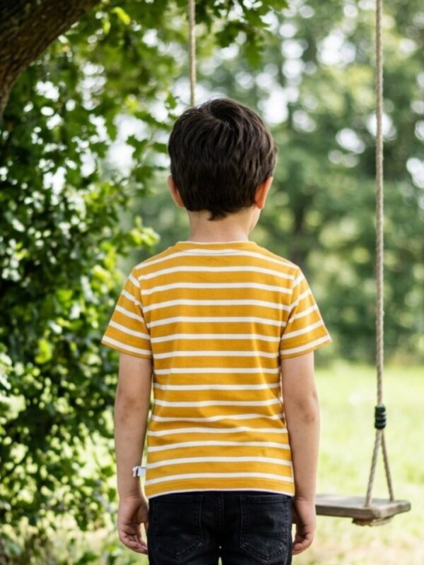 Boys Organic Cotton Interlock ShortSleev Robot Dp Patch & Embroidered T-Shirt - Yellow - Image 2