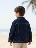 Unisex Organic Cotton Heavy Weight Twill Full Sleeve Solid Jacket - Navy - Image 2