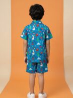Unisex Organic Cotton Twill  Short Sleev Solid Shirt and Shorts - Blue - Image 2