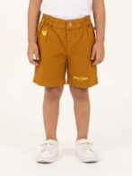 Boys Organic Cotton  Dobby Knee Length My Fun Embroidered Shorts - Gold