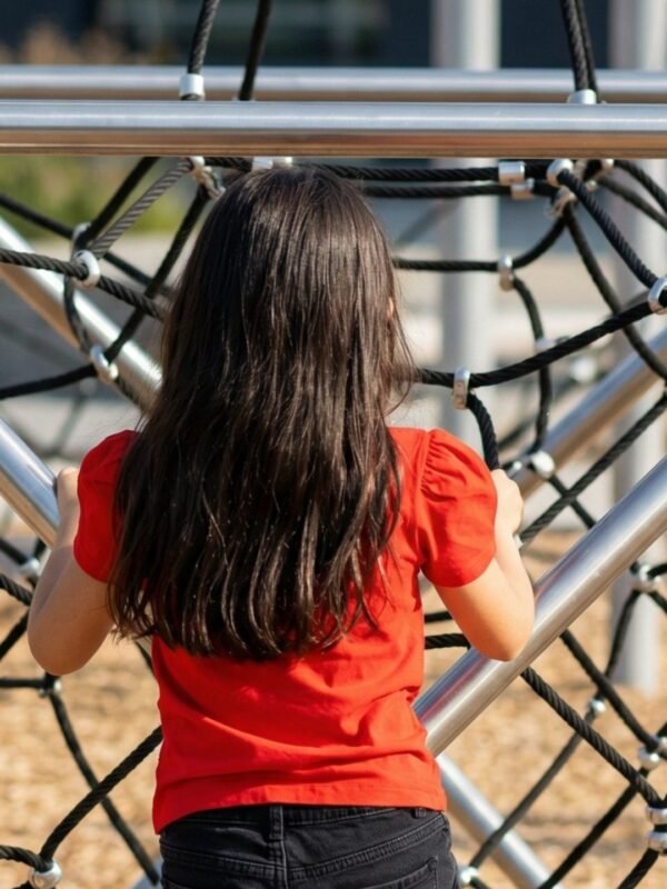 Girls Organic Cotton Single Jersey Short Sleev Flower Embroidered Top - Red - Image 2