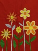 Girls Organic Cotton Single Jersey Short Sleev Flower Embroidered Top - Red - Image 4