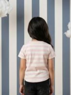 Girls Organic Cotton Single Jersey Short Sleev Flower Embroidered Top - Pink - Image 2