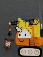 Boys Organic Cotton Single Jersey Short Sleev Giraffe On Crane Applique T-Shirt - Grey - Image 4