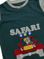 Boys Organic Cotton Single Jersey Short Sleeve Safari Vehical Applique T-Shirt & Shorts Set - Green - Image 4