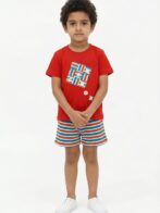 Boys Organic Cotton Single Jersey Short Sleeve Xo Game Applique T-Shirt & Shorts Set - Red