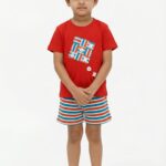 Boys Organic Cotton Single Jersey Short Sleeve Xo Game Applique T-Shirt & Shorts Set - Red