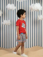 Boys Organic Cotton Single Jersey Short Sleeve Xo Game Applique T-Shirt & Shorts Set - Red - Image 3