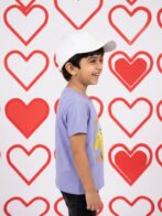 Boys Organic Cotton Single Jersey Short Sleeve Breakfast Print Healthy Embroidered T-Shirt - Voilet - Image 3