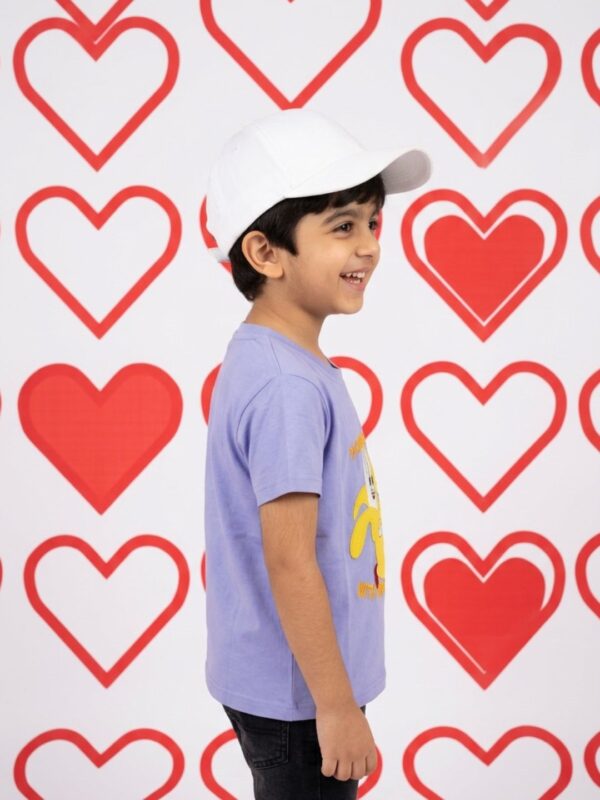 Boys Organic Cotton Single Jersey Short Sleeve Breakfast Print Healthy Embroidered T-Shirt - Voilet - Image 3