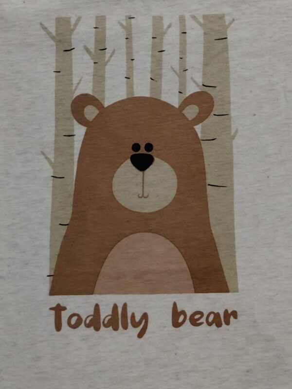 Boys Organic Cotton Single Jersey Short Sleeve Toddly Bear Chest Print T-Shirt - Cream - Image 3