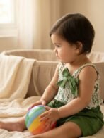 Girls  Organic Cotton Cambric Sleevless Leaf Print Top & Shorts Set - Green - Image 3