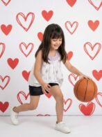 Girls Organic Cotton Dobby Sleevless Sealife Outline Embroidered & Checks Top - White - Image 4