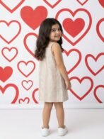 Girls Organic Cotton Poplin Sleevless Striped Print Dungree - Pink - Image 2