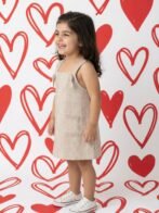 Girls Organic Cotton Poplin Sleevless Striped Print Dungree - Pink - Image 3