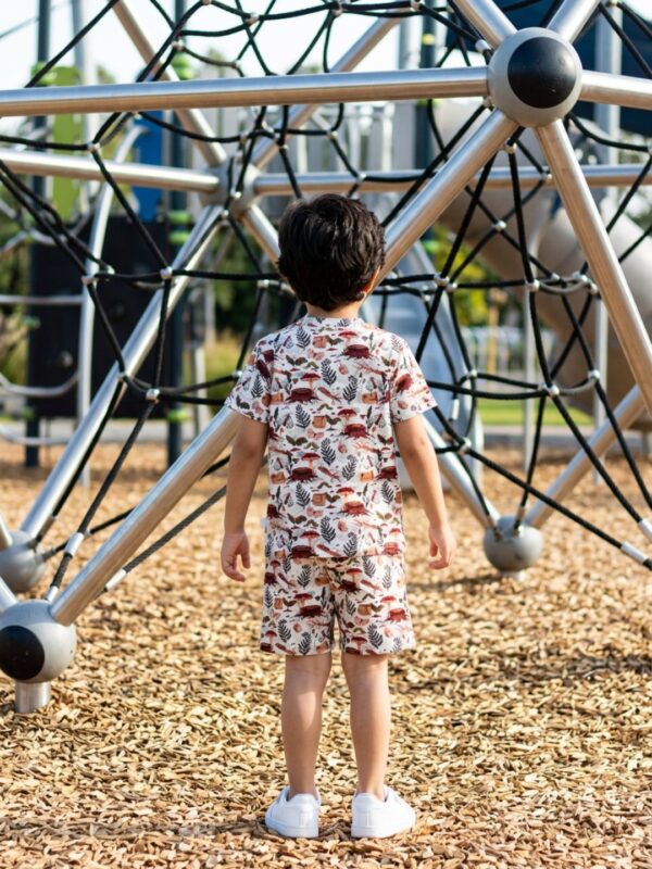 Unisex Organic Cotton Single Jersey Short Sleev All Over Print T-Shirt & Shorts set - White & Green - Image 2