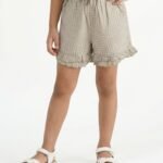 Girls Organic Cotton Modal Knee Length Polka Dots Print Shorts - Beige