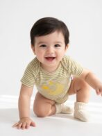 Boys Organic Cotton Rib Sleeveless Moon Star Print Romper - Yellow