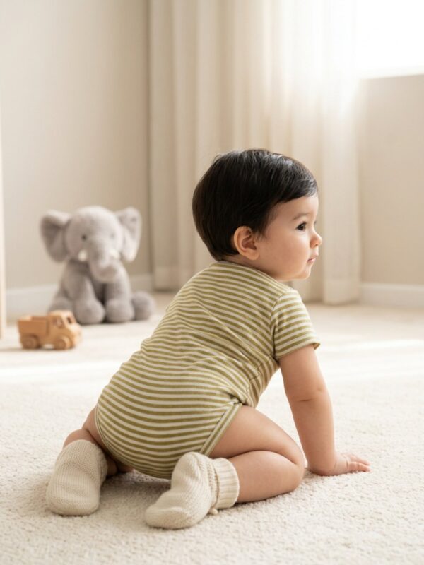 Boys Organic Cotton Rib Sleeveless Moon Star Print Romper - Yellow - Image 2