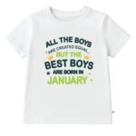 Boys Birthday T-Shirt | 100% Organic Cotton | White Printed Half Sleeve Round Neck Kids Tee